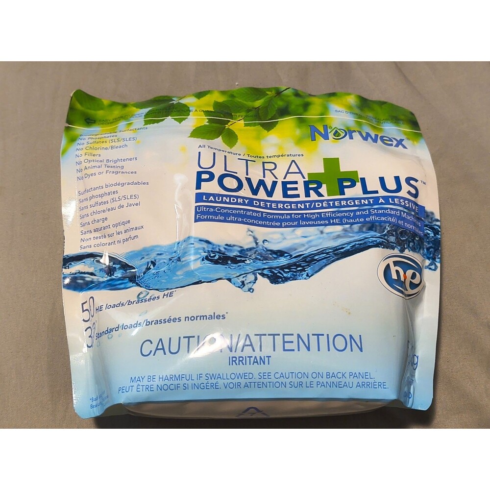 NEW NORWEX Ultra Power Plus Laundry Detergent Soap Powder 50 HE Loads 1.1lb 500g